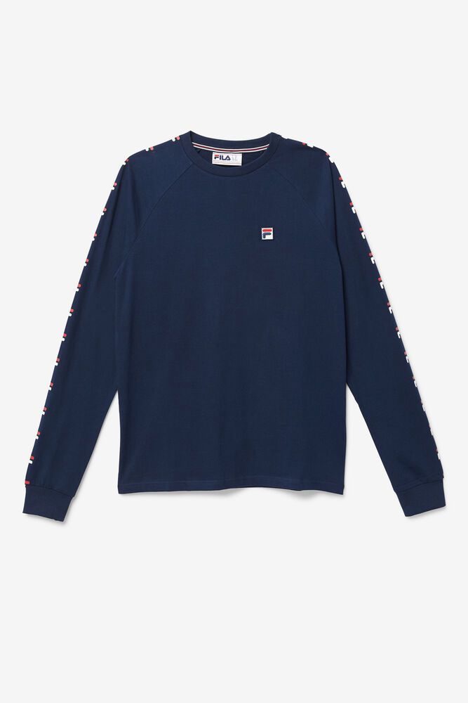 Fila T Skjorte Herre Marineblå Zubby Lenge Sleeve 062178-NTG